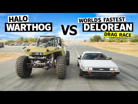 1,000hp Halo Warthog drag races Marty McFly’s 500hp Dream DeLorean