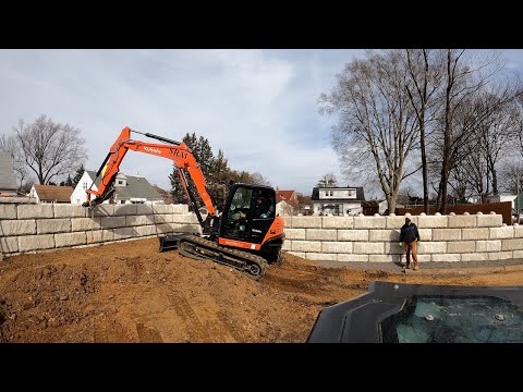 Freestanding Redi Rock retaining wall build