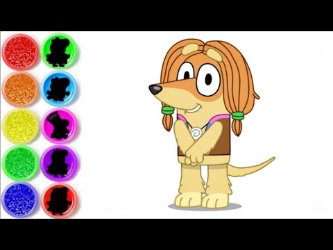 Drawing and colouring Bluey characters Indy 