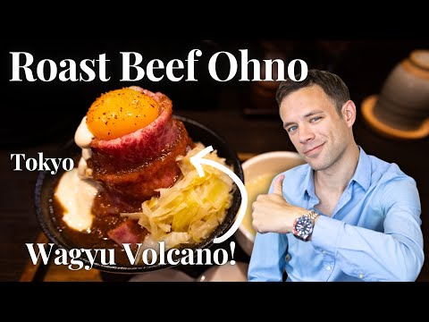Eating a Massive Wagyu Beef Volcano at Roast Beef Ohno. Tokyo, Japan Food Crawl