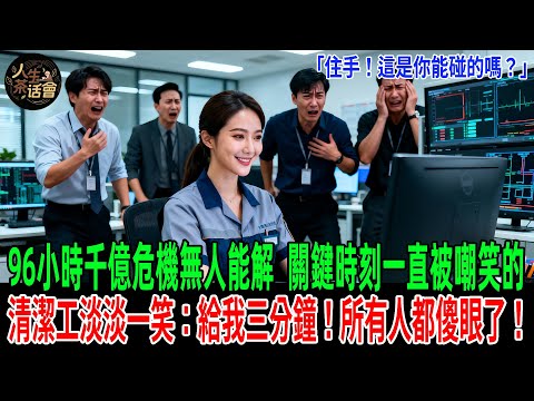 「住手！這是你能碰的嗎？」96小時千億危機無人能解，關鍵時刻一直被嘲笑的清潔工淡淡一笑：給我三分鐘！所有人都傻眼了！【人生茶話會】#情感故事 #老年生活#感人壹幕 #故事分享 #故事#原創