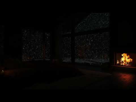Blizzard & Fireplace in Cozy Night Ambience |Snowstorm Sounds - No Ads🔥Deep Sleep, Relaxation & Work