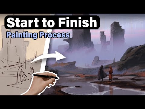 How to Paint Atmospheric Landscapes Step-By-Step (Concept Art Tutorial)