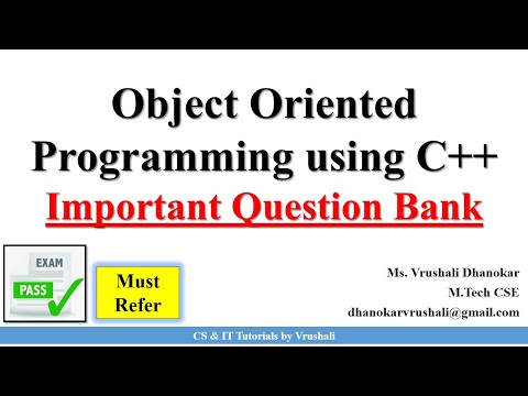 Object Oriented Programming using C++ Important Questions