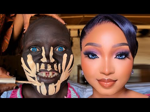 Unbelievable 😱💄🔥 Nigerian Bridal Makeup And Gele Transformation 👆 Makeup Tutorial 😳💉✂️