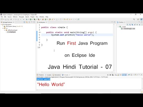 How to create first Java program on Eclipse Ide in Hindi - 08 | Hello World | Java Tutorials