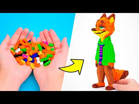Giant Judy & Nick Save the City! 🐰🦊 Mini Bricks Builds + DIY Carrot Phone 📱🥕
