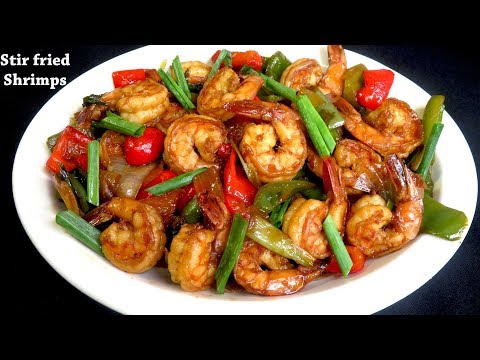 Honey stir fried shrimps with garlic and onions