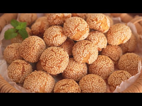 教你在家做开口笑，芝麻酥，不用油炸，不用水，个个香甜酥脆！和外面买的一样好吃！Sesame Crispy。