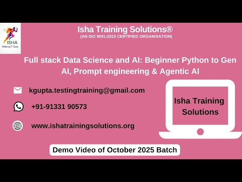 Full-stack Data Science and AI Demo video on 27th October.  WhatsApp us on +91-9133190573 to enroll.