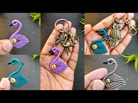 DIY Handmade Macrame Bird swan Keychain