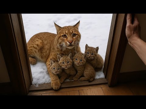 Dying Mother Bobcat Collapsed at His Door With 4 Frozen Babies - He Saw Her Scar and CRIED