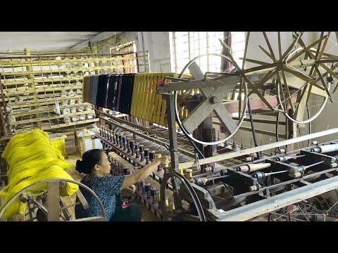 Silk Weaving Process From 100-Year-Old Wooden Loom - Amazing Machines In Traditional Craft Villages