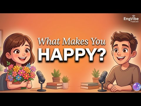 What Makes You Happy? | Easy English Conversation | EngVibe Podcast 🎙️