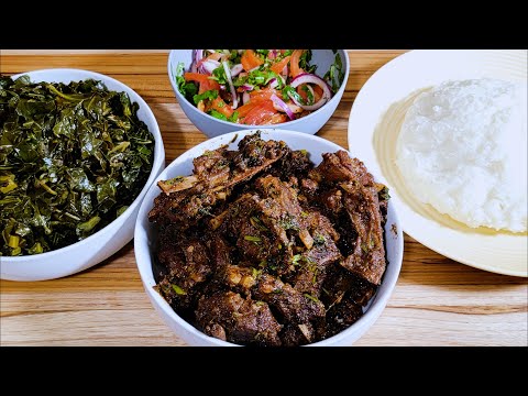 GOAT DRY FRY WITH COLLARD GREENS AND UGALI | MBUZI DRY FRY ,UGALI ,SUKUMA WIKI NA KACHUMBARI | Cook
