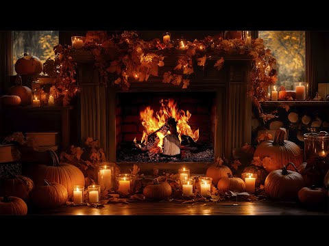 🍂 Cozy Fall Fireplace (4K) 🔥 Gentle Crackling Fire for Calm Sleep & Stress Relief