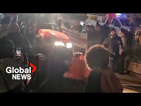 Toronto contractor drives snowplow through pro-Palestinian protest