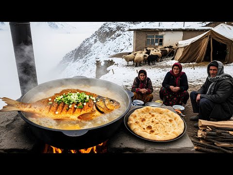 Surviving Afghanistan’s Coldest Mountain Winter as a Shepherd | Cooking Fish Soup & Bread