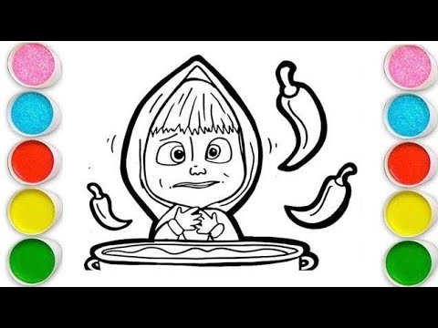 MASHA with spicy food Drawing, Painting & Coloring For Kids and Toddlers_ Child Art
