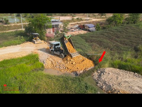 Amazing Making 100% Successful Working Road Construction Building In Village By Dozer Dump Truck