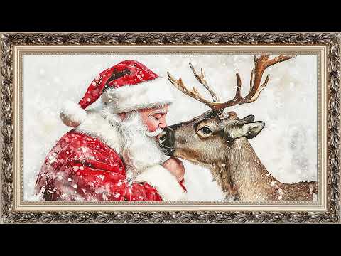 Santa reindeer Christmas frame tv art | Cozy Holiday TV Art for Your Home | Art frames screensaver