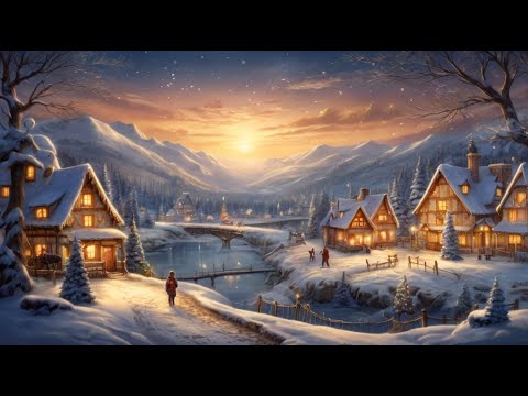 Christmas Village Frame TV Art Modern Abstract Screensaver Framed 4K HD Wallpaper Winter