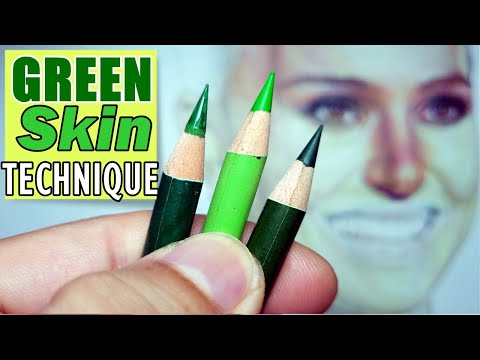 OMG...It Works with Colored Pencil! Green Base Realistic Skin Tone Drawing Tutorial