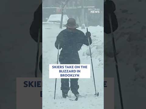 Skiers take on the blizzard in Brooklyn