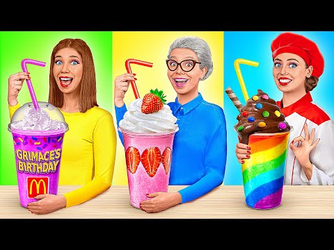 Me vs Grandma Cooking Challenge | Cooking Grimace Shake by Multi DO Challenge