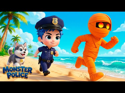 Zombie di Pantai 🚨 | Polisi Monster | Lagu Anak-anak | Bahasa Indonesia