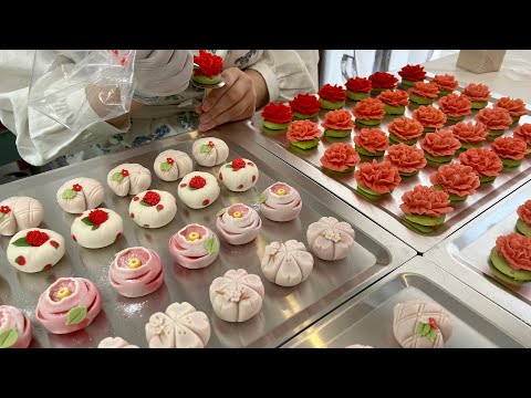 디저트가 아니라 예술! 진짜 꽃보다 더 진짜 같은, 카네이션 쿠키와 화과자 Making flower shaped handmade cookie - Korean street food