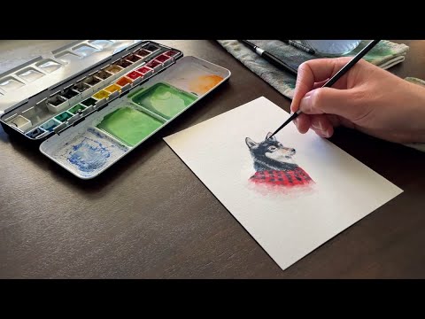 Watercolor Painting of a Shiba Inu