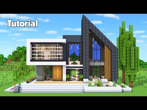 Minecraft: How to Build a Modern House Tutorial (Easy to Follow) #88 - Interior in Description!
