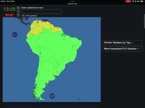 All South America First Level Subdivisions Attempt #1 | JetPunk