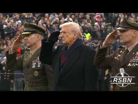 WATCH: President Trump walks onto the field for the 126th annual Army-Navy game. - 12/13/2025
