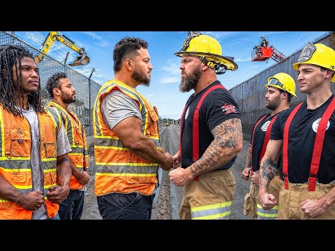 Construction Workers VS Firefighters (Who's Stronger?)