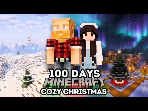 We Played 100 Days Building a Cozy Christmas Village in Minecraft