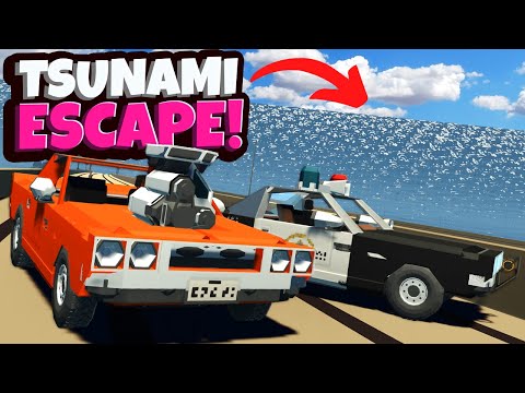 Surviving a MASSIVE TSUNAMI During a Police Chase in Stormworks Multiplayer!