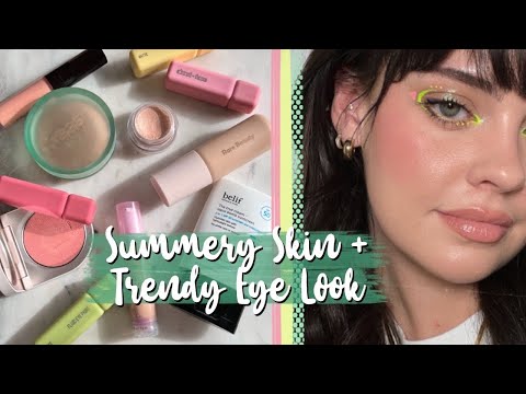 Summery Skin + Trendy Eye Makeup 💚 | Julia Adams