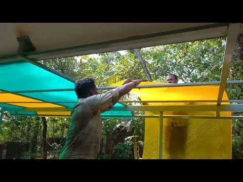 Polycarbonate multicolour crystal roof installation