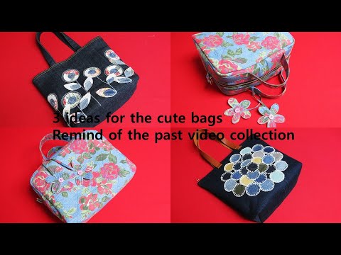 DIY"귀여운 가방" 을 위한 3종류 "깜짝" 아이디어!/flower applique tote/travel bag/hand stitch tote bag/old jeans