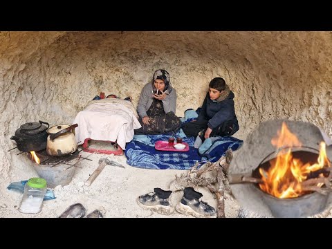 "Mary and Her Children's Move from Tent to Cave Due to Severe Cold"
