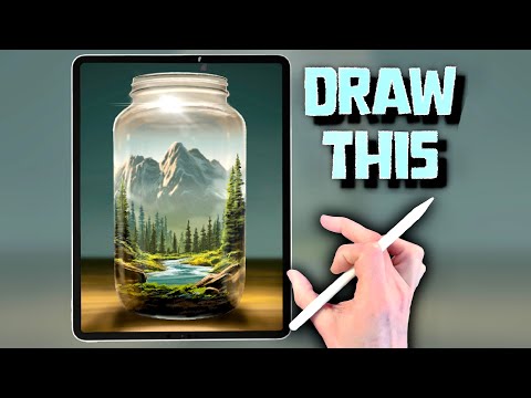 MOUNTAIN LANDSCAPE IN A JAR drawing tutorial - Procreate made easy