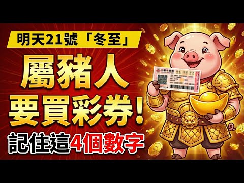 生肖豬，明天12月21號，農曆十一月初二是「冬至」，你的偏財旺，「這4個數字」一定要記住，買彩券或可中大獎！#生肖豬 #冬至 #偏財運 #屬豬運勢 #財運 #生肖豬運程 #幸運數字 #橫財 #發財