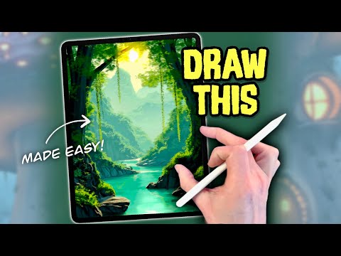 PROCREATE Landscape Drawing Tutorial - Jungle River