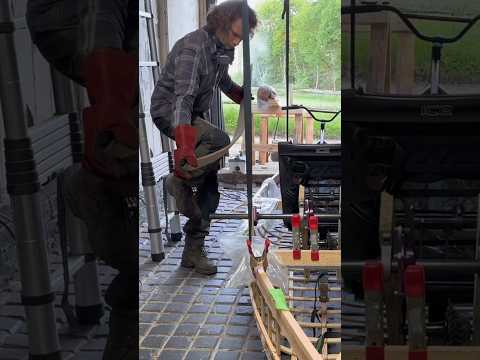 Steam bent oak reinforcements 🚴‍♂️🛶🚀 #steambending #canoe