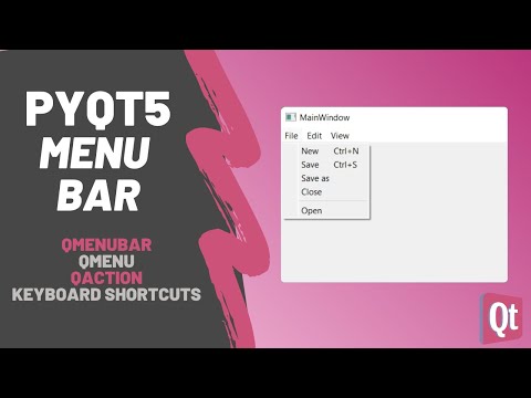 PyQt5 QMenuBar: Create and use a Menu Bar with PyQt5 and Qt Designer [QMenuBar, QMenu, QAction]