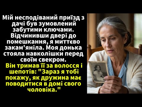Моя донька стояла навколішки перед свекром. Він тримав її за волосся і шепотів:"Зараз я тобі покажу