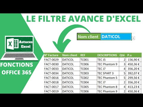 Faire des filtres dynamique sur Excel