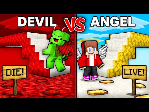 JJ and Mikey : DEVIL vs ANGEL Bridge in Minecraft - Maizen